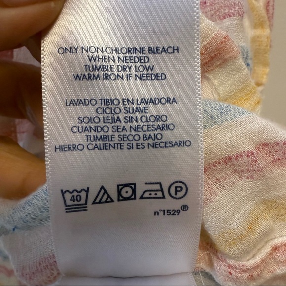 CHAPS Square Neck Striped Peasant Blouse Cotton Linen Blend Women’s Size Medium - Picture 10 of 10